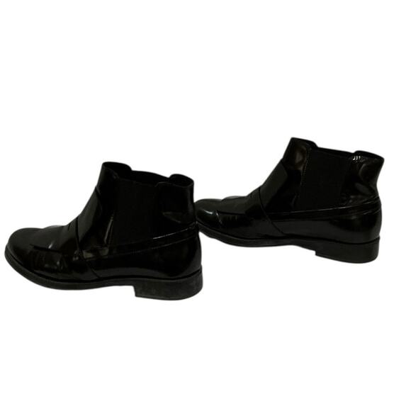 Tod’s Penny Loafer Ankle Boots Glossy Leather Black Chelsea Size 38 US 8 - Picture 4 of 11